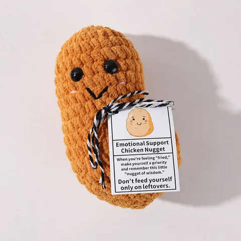Süßer Cartoon Hähnchennugget Polyester Plüschtier Handgestrickte Gefüllte Puppe Emotionaler Trost Heimdekoration Geschenk