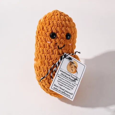 Süßer Cartoon Hähnchennugget Polyester Plüschtier Handgestrickte Gefüllte Puppe Emotionaler Trost Heimdekoration Geschenk