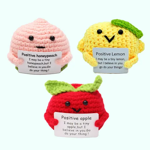 Handgefertigt Häkeln Frucht Plüschpuppe Set Süß Apfel Pfirsich Zitrone Gestopfte Spielwaren Heilend Zuhause Schreibtisch Dekor Geschenk