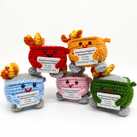 Handgemachte Geknüpfte Emotionale Unterstützung Müllcontainer Puppe Häkeln Wollspielzeug Süße Desktop Dekoration Stressabbau Geschenk
