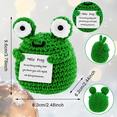 Handgemachte Gekrümmte Häkel Frosch Stofftier Süßes Plüschtier Desktop Auto Ornament