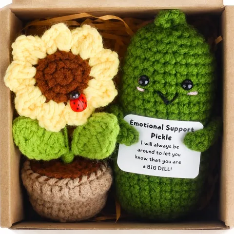 Handgemachte Häkelarbeit Positiver Kartoffel Sonnenblume Topfpflanze Geschenkbox Süße Gestrickte Gemüse Puppe Tischdekoration