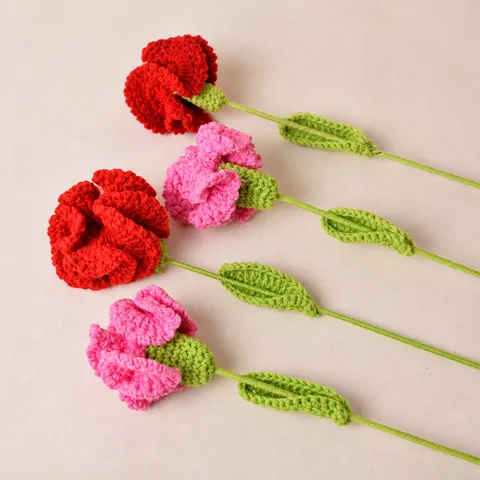 Handgemachte Gehäkelte Nelke Künstliche Blume Strauß Simulation Blumen Geschenk Für Muttertag Heimdekoration