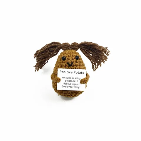 Handgemachte Gehäkelte Positive Kartoffel Puppe Emotionale Unterstützung Gestricktes Gemüse Auto Ornament Kreative Schlüsselanhänger Geschenk