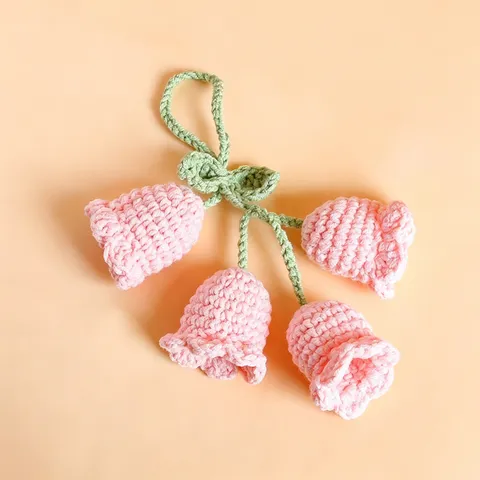 Handgemachte Gehäkelte Maiglöckchen Tasche Anhänger Süße Wolle Garn Auto Hängende Ornament Blume Gekn