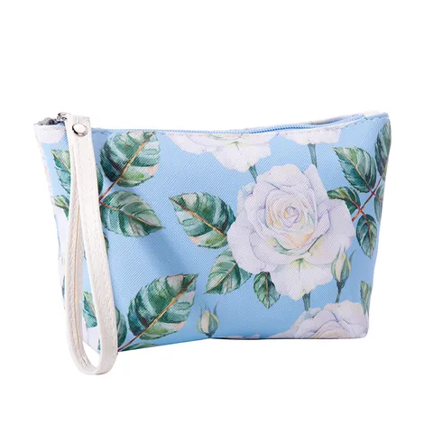 Stile Coreano Borsa per Cosmetici in Pelle PU Grande Capacità Custodia per Trucco da Viaggio Borsetta da Toeletta Portatile con Cerniera per Donna