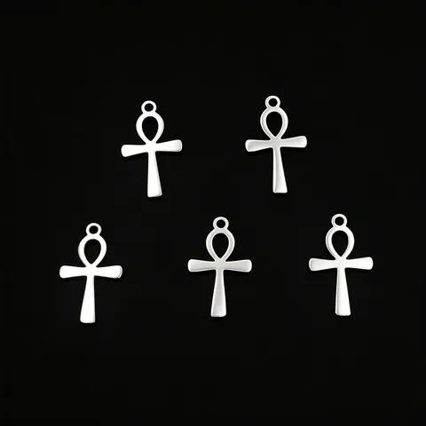 Mini Ankh Cross Stainless Steel Pendant Ancient Egyptian Element Jewelry Making Accessories DIY Craft Charm