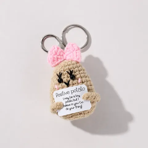 Handgemachte Gehäkelte Kartoffel Puppe Schlüsselanhänger Süßes Strickgarn Plüsch Tier Anhänger Tasche Charm Alltag Auto Dekor Geschenk