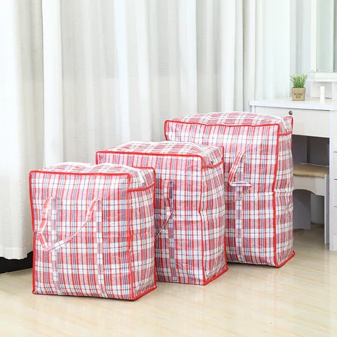 Borsa di Immagazzinamento Tessuta Innestata Impermeabile Antipolvere Borsa per Imballaggio Bagagli Grande Capacità Organizzatore per Traslochi con Cerniera