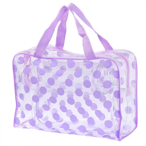 Borsa da Toeletta Trasparente in PVC Impermeabile a Pois Organizer per Cosmetici da Viaggio