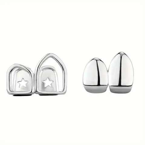 Halloween Cosplay Hip Hop Teeth Grills Gold Silver Plated Hollow Out And Smooth Top And Bottom Grillz Party Jewelry