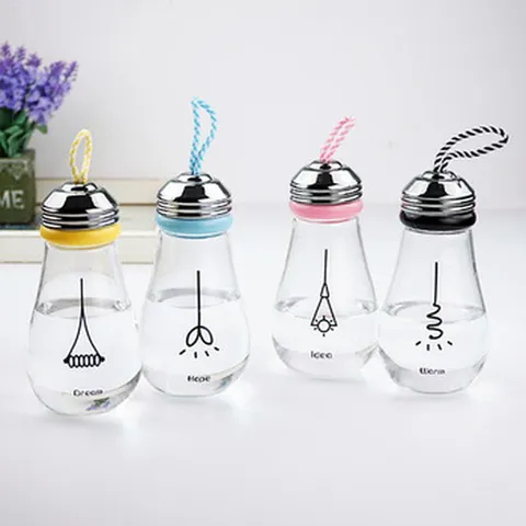 Creative Light Bulb Glass Water Cup Portable Leak-Proof Heat-Resistant Drinkware For Children Students Daily Use