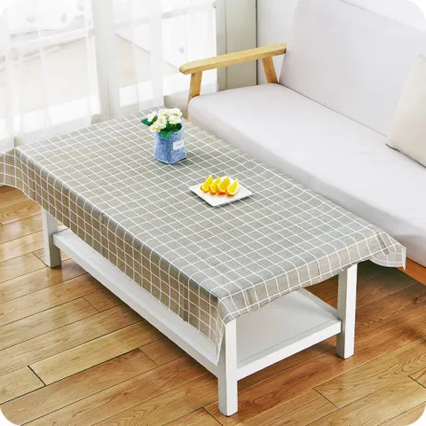 Nordic Waterproof Oil-Proof PVC Tablecloth Fresh Plaid Pattern Table Cover Kitchen Dining Table Protector Home Decor