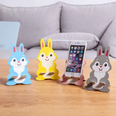 Cute Cartoon Animal Wooden Phone Holder Desktop Phone Stand Creative Gift Mobile Phone Bracket For Desk Office Home