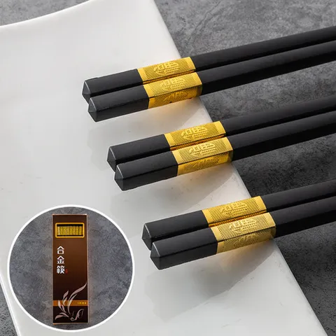 High-End Alloy Chopsticks Non-Slip High Temperature Resistant Chinese Chopsticks Chopstick Gift Set For Home Dining Tableware