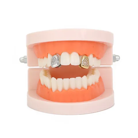 Hip Hop Grillz Single Tooth Vampire Teeth Halloween Party Fashion Eco Friendly Copper Jewelry For Men And Women