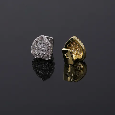 Hip Hop Copper Zirconia Heart Dental Grills Gold Silver Plated Single Tooth Cap Fashion Teeth Jewelry Men