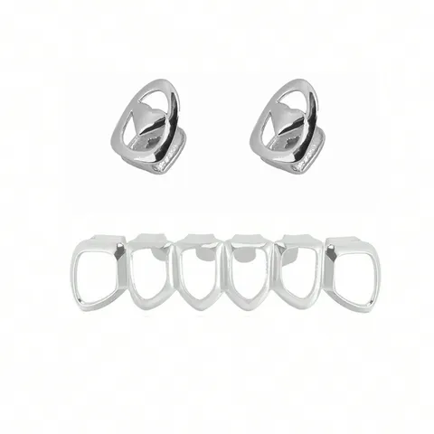 Hip Hop Brass Hollow Heart Grillz Teeth Gold Silver Rose Gold Single Set Fashion Jewelry For Party Stage
