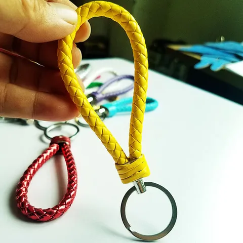 Portachiavi in Pelle PU Tessuta Corda Intrecciata Fatta a Mano Portachiavi per Auto Regalo Accessori Minimalisti