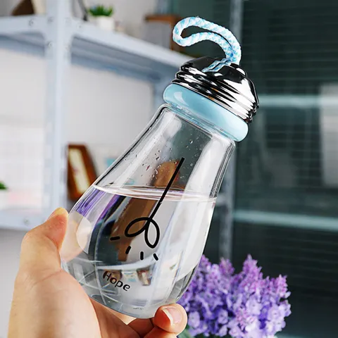 Creative Light Bulb Glass Water Cup Portable Leak-Proof Heat-Resistant Drinkware For Children Students Daily Use