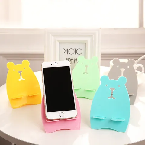 Creative Cartoon Bear Rabbit Phone Holder Portable Foldable Plastic Desktop Lazy Mobile Phone Stand Universal Phone Bracket