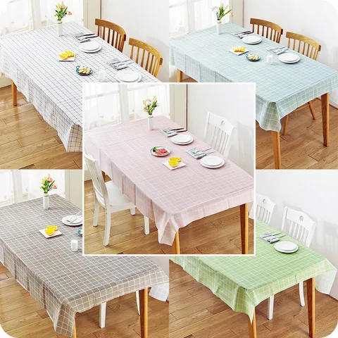 Nordic Waterproof Oil-Proof PVC Tablecloth Fresh Plaid Pattern Table Cover Kitchen Dining Table Protector Home Decor