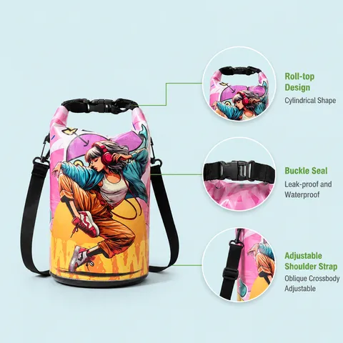 Borsa Stagna Impermeabile in PVC Cartone Animato Grande Capacità Viaggio All'Aperto Nuoto Spiaggia Zaino