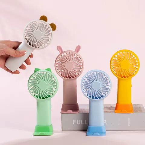 Mini Ventilatore Portatile USB Ricaricabile Ventilatore da Scrivania Simpatico Design Orecchie di Animali Supporto Telefono Studente