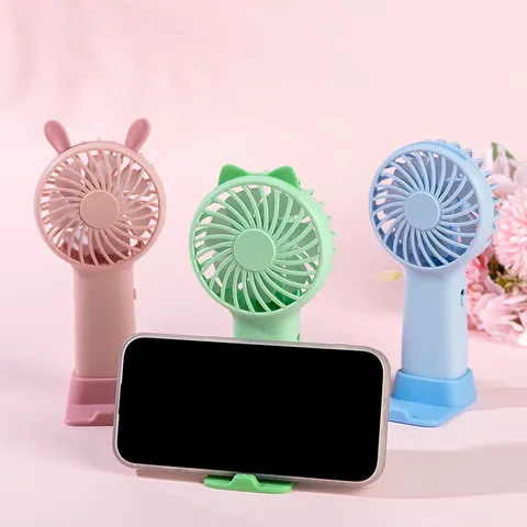Mini Ventilatore Portatile USB Ricaricabile Ventilatore da Scrivania Simpatico Design Orecchie di Animali Supporto Telefono Studente