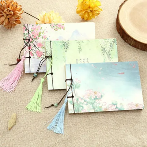 Taccuino in Carta Kraft in Stile Cinese Vintage Diario Vuoto Retro Blocco Note con Segnalibro a Nappa Cancelleria