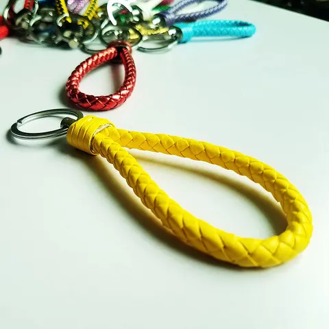 Portachiavi in Pelle PU Tessuta Corda Intrecciata Fatta a Mano Portachiavi per Auto Regalo Accessori Minimalisti