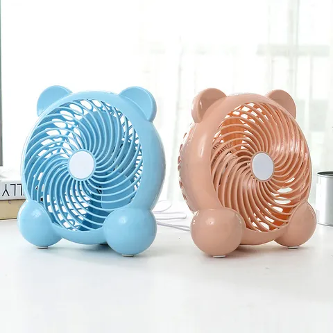 Ventilatore Da Tavolo USB Portatile 7 Pollici Simpatico Cartone Animato Orecchie Di Orso Silenzioso Raffreddamento Personale Per Ufficio Scrivania Studente Dormitorio Blu Rosa