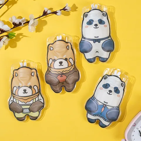 Cute Cartoon Panda PVC Water Injection Hot Water Bag Portable Student Dormitory Hand Warmer Winter Warm Water Bag