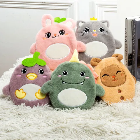 Borsa dell'Acqua Calda in Flanella Grande Carina Con Rivestimento in PVC Copertura Scaldamani in Peluche Cartoon