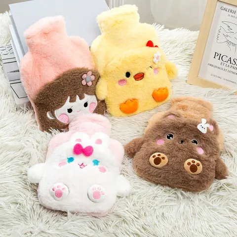 Borsa dell'Acqua Calda in Peluche Cartoon Carino Scaldamani Ispessito Antiscoppiamento Con Copertura in Peluche Rimovibile Calore Invernale