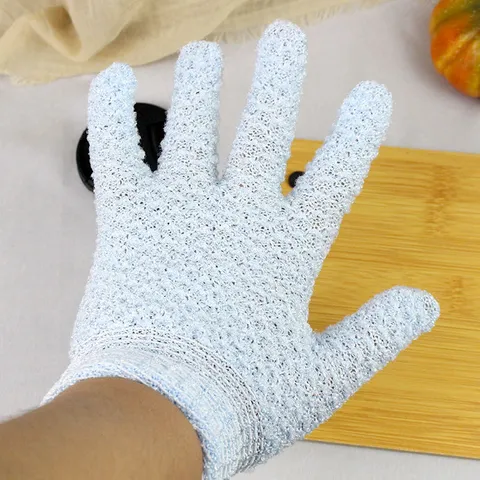 Gants de Bain Exfoliants Jacquard Double Face Nylon Gommage Corps Pour Douche Spa Nettoyage