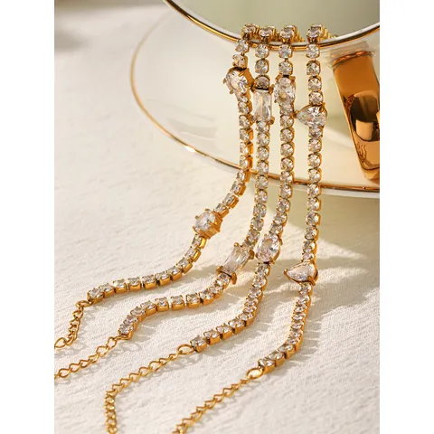 18K Gold Plated Stainless Steel Zirconia Tennis Bracelet For Women Luxury Zirconia Bracelet Western Style Adjustable Bracelet Jewelry Gift