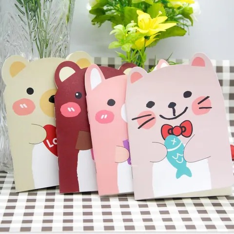 Quaderno di Carta con Orso dei Cartoni Animati Portatile Mini Diario per Studenti Blocco Note Giornaliero Scrittura Cancelleria Regalo