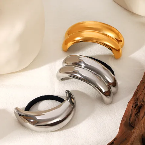 Coletero de Acero Inoxidable Minimalista Geométrico Pulido Espejo para Mujer Accesorios para el Cabello Moda Oro Plata