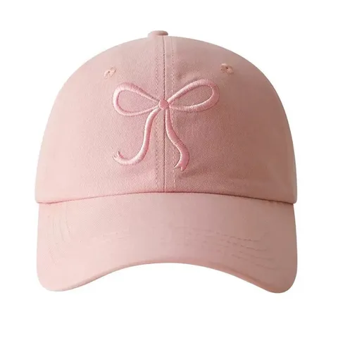 Women Embroidered Bowknot Baseball Cap Cotton Sweet Casual Sun Protection Curved Brim Hat