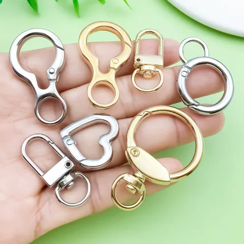 Zinklegering Metalen Sleutelhanger Hardware DIY Ambachtelijke Accessoires Assorti Vormen Karabijnsluitingen Verguld en Verzilverd Sleutelhanger Onderdelen