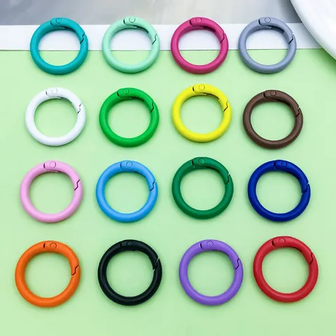Aleación Colorida Anillo de Resorte Redondo Llavero DIY Joyería Hallazgo Cierre de Mosquetón Metálico Para Bolso Accesorios
