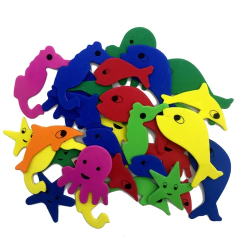 Kinder EVA Schaumstoff Aufkleber DIY Bastelset Bunte Cartoon Tier Dinosaurier Fisch Pädagogische Handgemachte Materialien