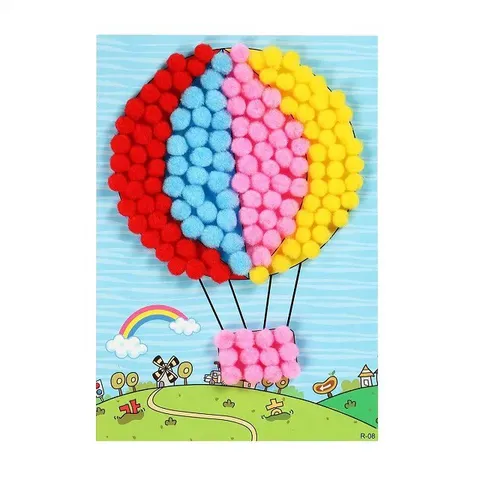 Kinder DIY Pom-Pom Malerei Kunst Handwerk Set Pädagogisch Handgemacht Kreativ Materialpaket Für Kinder Frühes Lernen