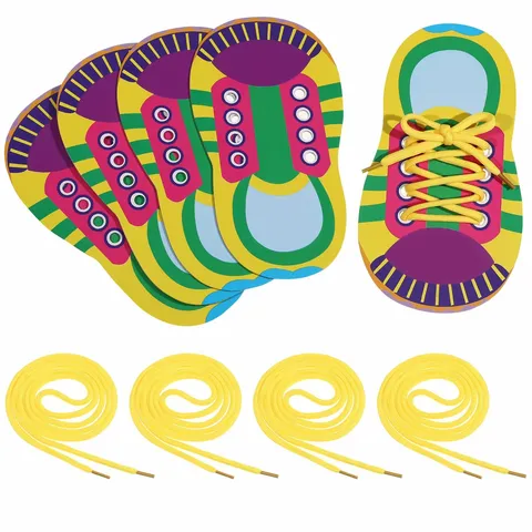 Kids Lacing Sneaker Educational Tying Shoelaces Learning Board Montessori Fine Motor Skill Training Toy Paperboard