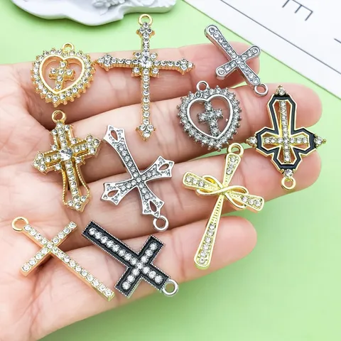 Zinklegering Strass Kruis Hangers Gemengde Assorti Stijlen DIY Sieraden Maken Accessoires Armband Ketting