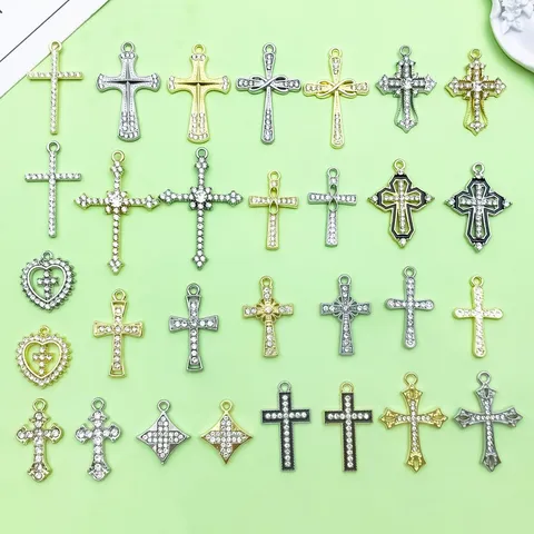 Zinklegering Strass Kruis Hangers Gemengde Assorti Stijlen DIY Sieraden Maken Accessoires Armband Ketting