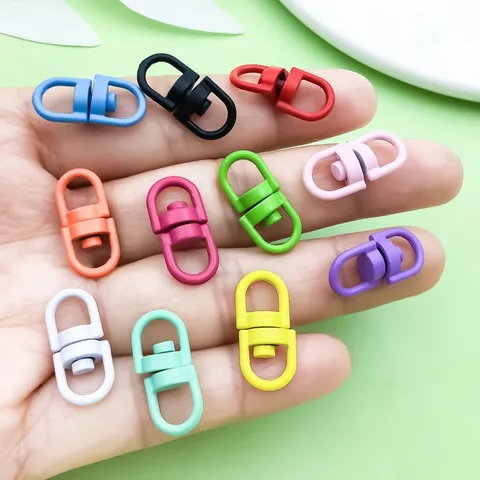 Colorful Zinc Alloy Spray Painted 8 Shape Rotating Buckle Keychain Pendant DIY Jewelry Making Accessories Craft Findings