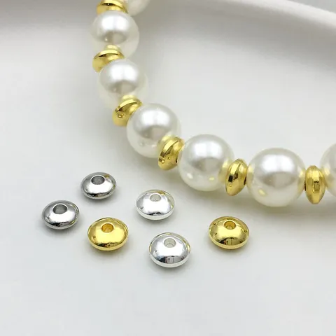 Perline Distanziatrici in Rame Perline UFO Abaco Per Creazione di Gioielli Fai-da-te Accessori Artigianali Placcati Oro Argento Platino