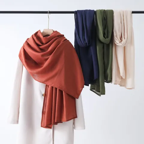 Women Solid Color Long Scarf Lightweight Breathable Polyester Shawl Headwrap For Daily Fashion Accessories